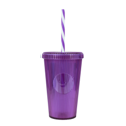 Gobelet à l'unité strié avec paille