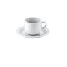 Tasse 170 ml et sous tasse blanche, aspect porcelaine, en mélamine 