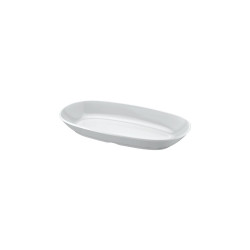 Plat ovale, aspect porcelaine, mélamine pure Dimensions:L.14 x l.25 x h.3 cm