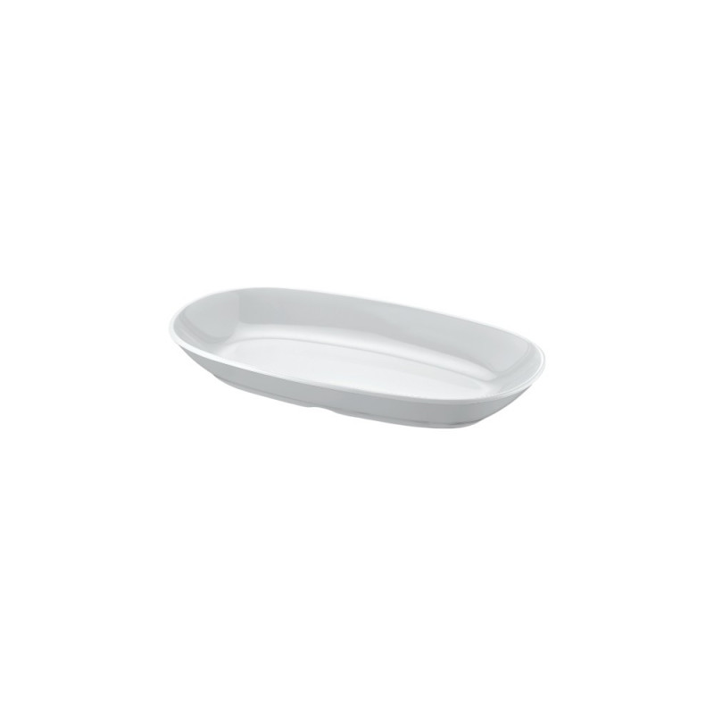 Plat ovale, aspect porcelaine, mélamine pure Dimensions:L.14 x l.25 x h.3 cm