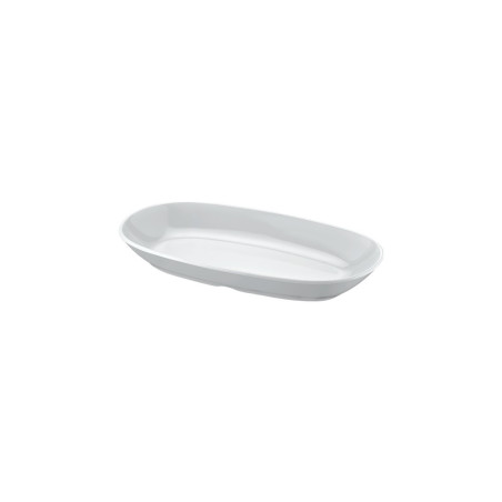 Plat ovale, aspect porcelaine, mélamine pure Dimensions:L.14 x l.25 x h.3 cm