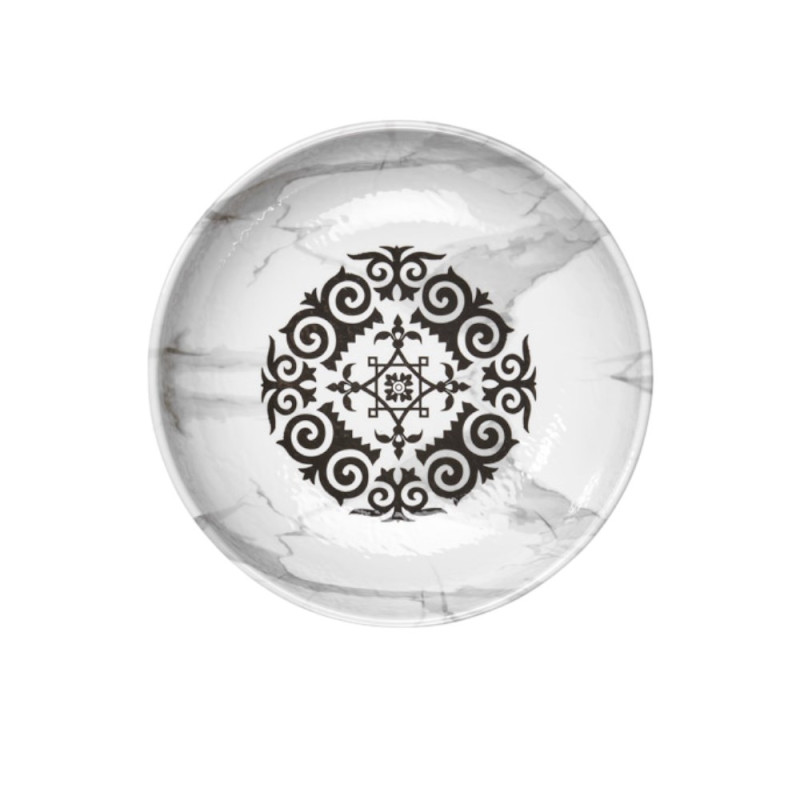 12 assiettes creuses 1000 ml, Mascara, D.23 x h.4,5 cm, mélamine pure 