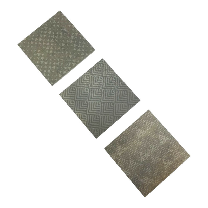 Triptyque dessous de plats corten en grès cérame 3 motifs 