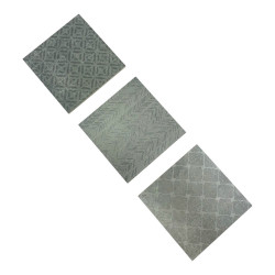 Triptyque dessous de plats gris en grès cérame 3 motifs 