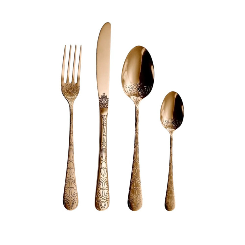 Service de 16 pces Etnica PVD Cooper, inox 18/10 avec pot carton beige  