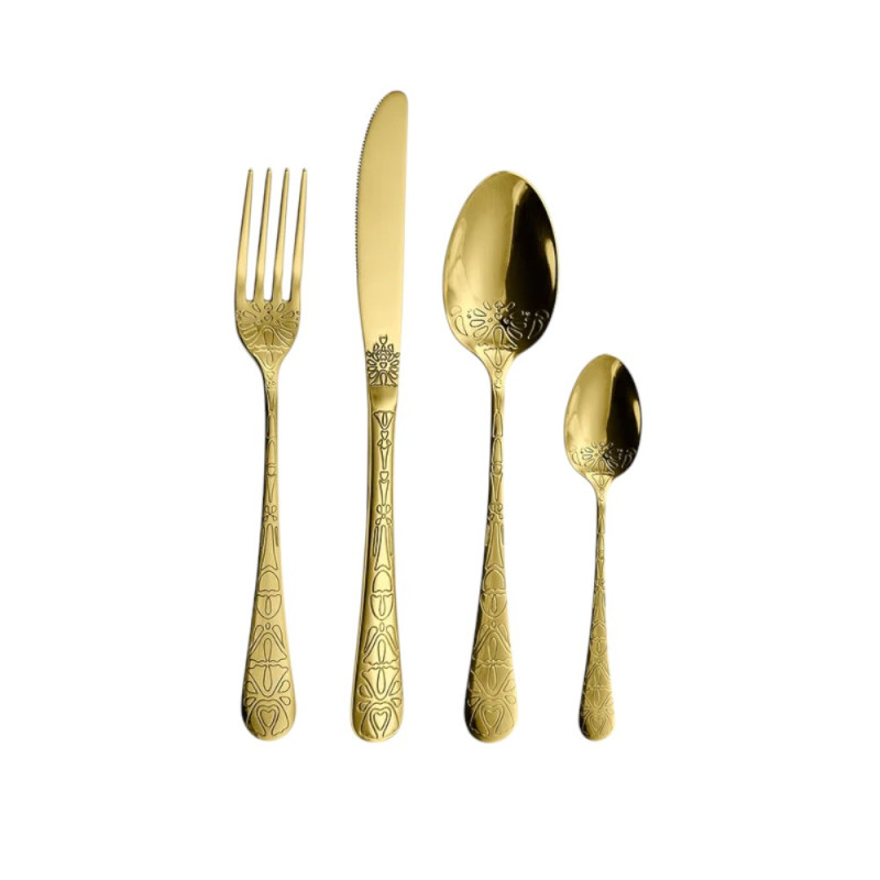 Service de 16 pces Etnica PVD GOLD, inox 18/10 avec pot carton beige  