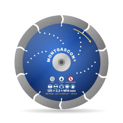 Disque diamant béton armé polyvalent Ø 125 mm à flasque M14 Montgascon®