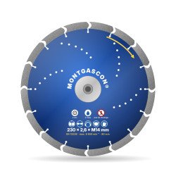 Disque diamant béton armé polyvalent Ø 230 mm à flasque M14 Montgascon®