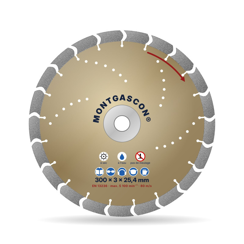 Disque diamant matériaux extra-durs Ø 300 mm – alésage 25,4 mm Montgascon®