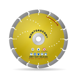Disque diamant béton et pavés coupe rapide Ø 230 mm – alésage 22,2 mm Montgascon®