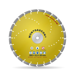 Disque diamant béton et pavés coupe rapide Ø 350 mm – alésage 20 mm Montgascon®