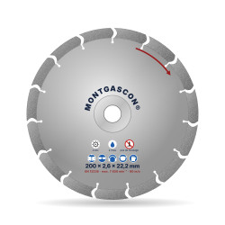 Disque diamant béton armé longue durée Ø 200 mm – alésage 22,2 mm Montgascon®