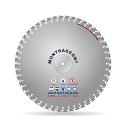 Disque diamant béton armé longue durée Ø 700 mm – alésage 25,4 mm Montgascon®