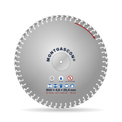 Disque diamant béton armé longue durée Ø 800 mm – alésage 25,4 mm Montgascon®