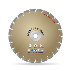 Disque diamant béton armé chantier Ø 350 mm – alésage 30 mm Montgascon®