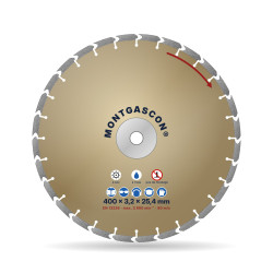 Disque diamant béton armé chantier Ø 400 mm – alésage 25,4 mm Montgascon®