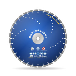 Disque diamant béton et dalles Ø 450 mm – alésage 25,4 mm Montgascon®