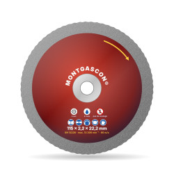 Disque diamant béton et granit coupe nette Ø 115 mm – alésage 22,2 mm Montgascon®
