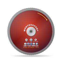 Disque diamant béton et granit coupe nette Ø 230 mm à flasque M14 Montgascon®