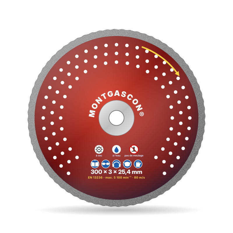 Disque diamant tuiles et granit Ø 300 mm – alésage 25,4 mm Montgascon®