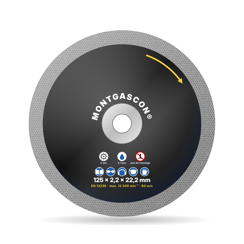 Disque diamant coupe et chanfrein des tubes PVC Ø 125 mm Montgascon®