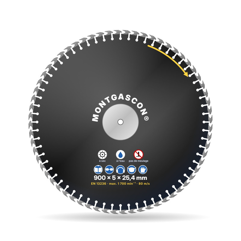 Disque diamant asphalte Ø 900 mm – alésage 25,4 mm Montgascon®