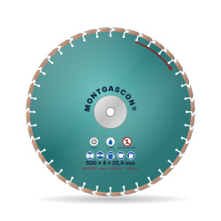 Disque diamant béton frais Ø 500 mm – alésage 25,4 mm Montgascon®