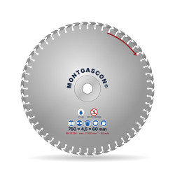 Disque diamant gros œuvre pour scie sur table Ø 750 mm – alésage 60 mm Montgascon®