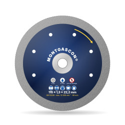 Disque diamant grès cérame sans éclats Ø 115 mm – alésage 22,2 mm Montgascon®