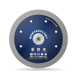 Disque diamant grès cérame sans éclats Ø 115 mm à flasque M14 Montgascon®