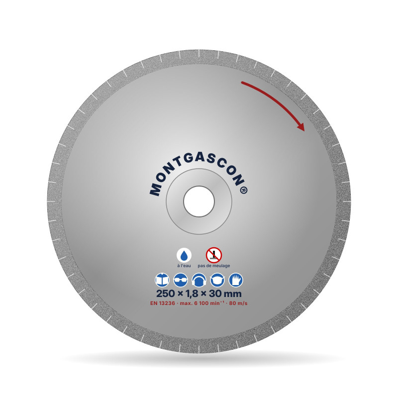 Disque diamant dalles de terrasse Ø 250 mm – alésage 30 mm Montgascon®