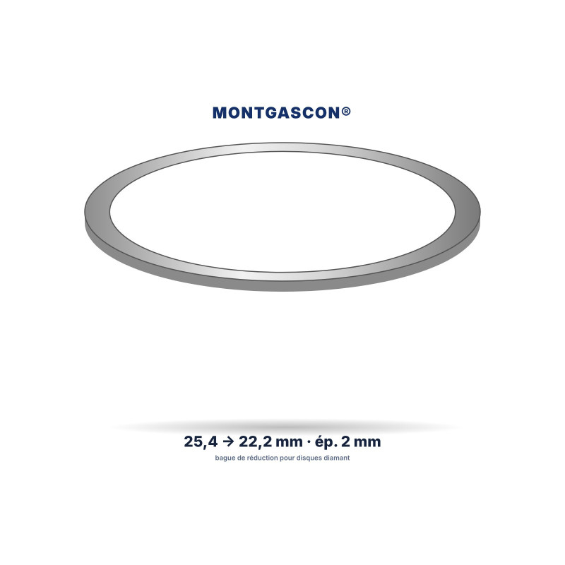 Bague de réduction Montgascon® 25,4 → 22,2 mm, épaisseur 2 mm