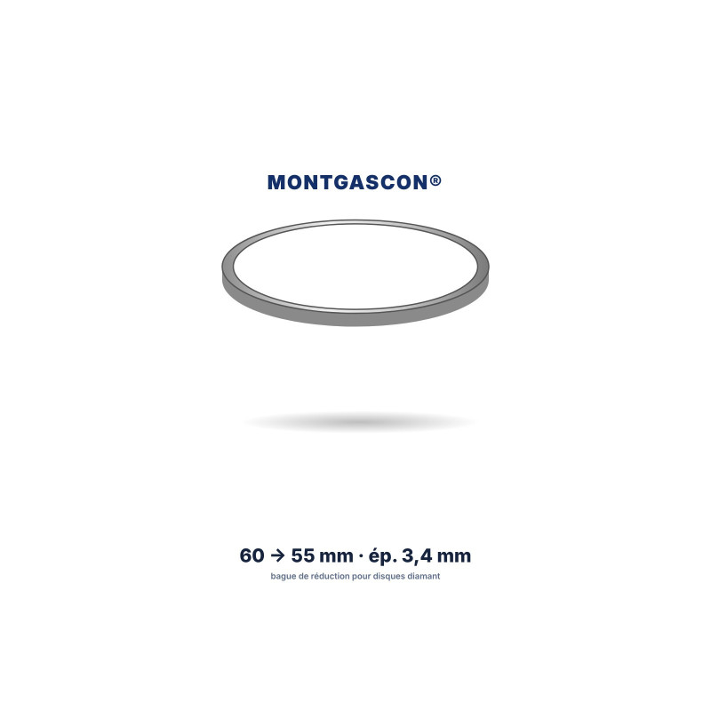 Bague de réduction Montgascon® 60 → 55 mm, épaisseur 3,4 mm
