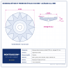 Plan technique coté – Boisseau béton et pierre en étoile Montgascon® Ø 125 mm – alésage 22,2 mm