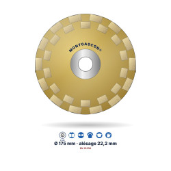 Boisseau diamant double rangée béton et pierre Montgascon® Ø 175 mm – alésage 22,2 mm