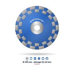 Boisseau diamant double rangée à code couleur Montgascon® Ø 125 mm – liant dur (bleu)
