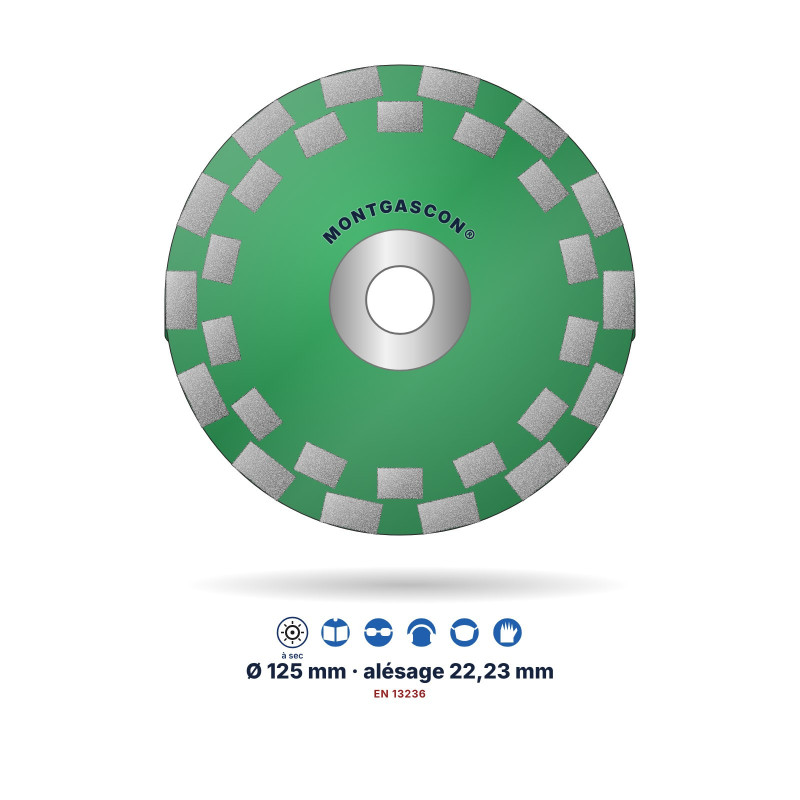 Boisseau diamant double rangée à code couleur Montgascon® Ø 125 mm – liant moyen (vert)
