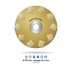 Boisseau diamant éventail béton et marbre Montgascon® Ø 175 mm – alésage 22,2 mm