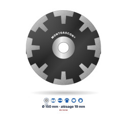 Boisseau diamant forme T béton et revêtements Montgascon® Ø 150 mm – alésage 19 mm