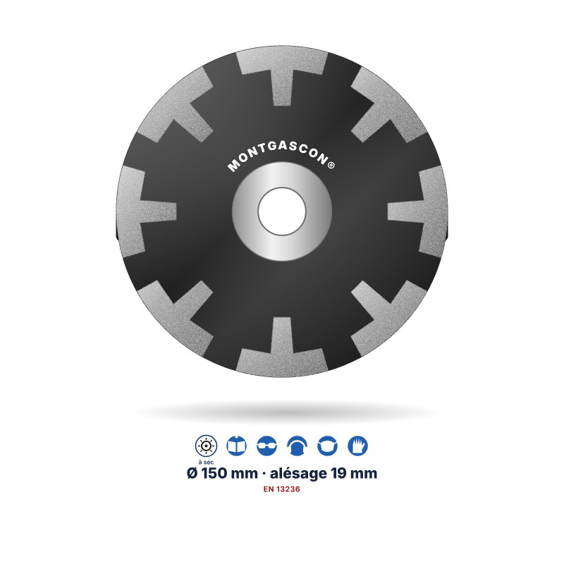Boisseau diamant forme T béton et revêtements Montgascon® Ø 150 mm – alésage 19 mm