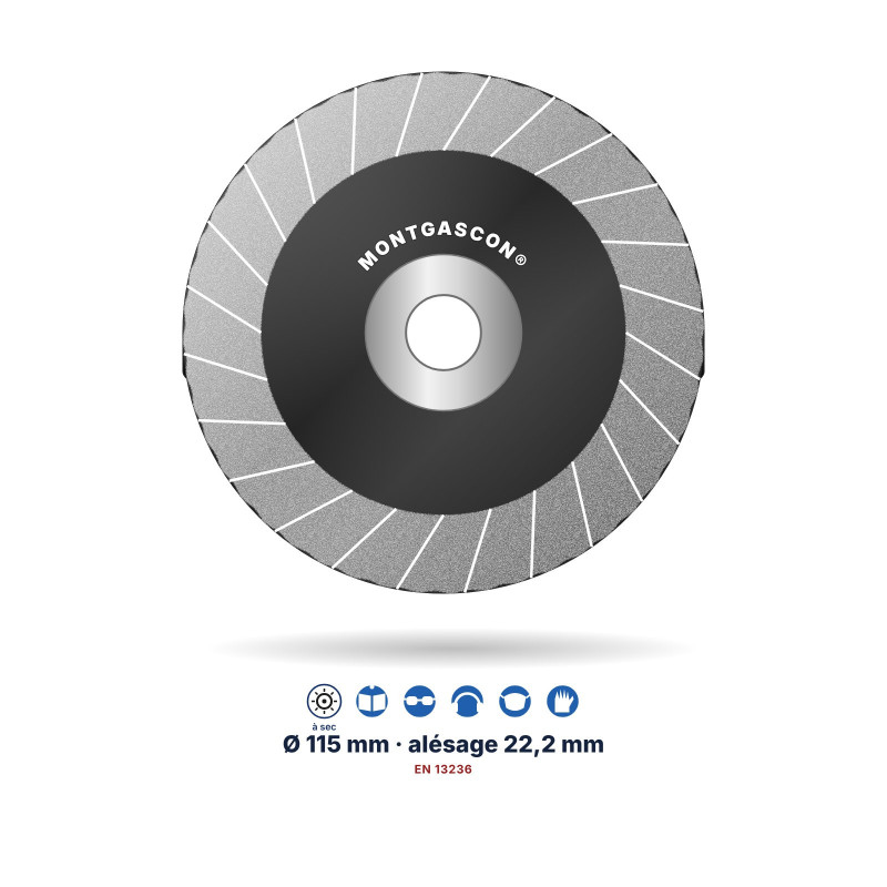 Boisseau diamant turbo béton Montgascon® Ø 115 mm – alésage 22,2 mm – béton et granit
