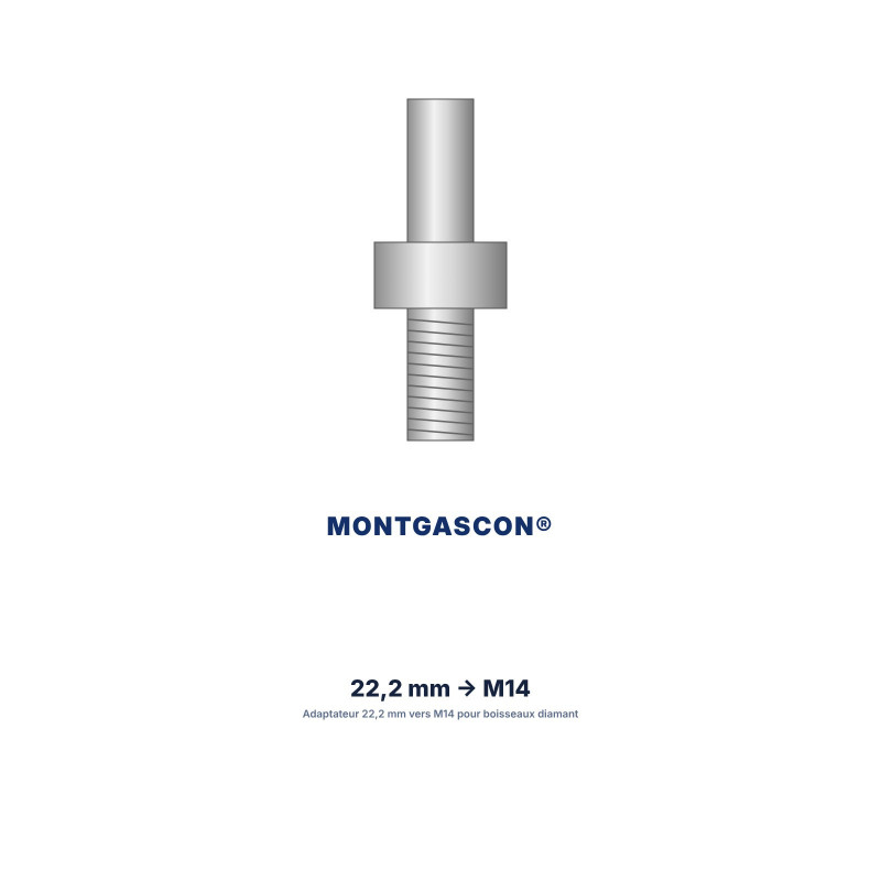 Adaptateur Montgascon® 22,2 mm vers M14 pour boisseaux diamant
