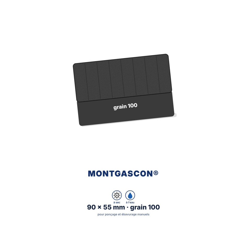 Pad diamant manuel Montgascon® 90 x 55 mm – grain 100 (noir)