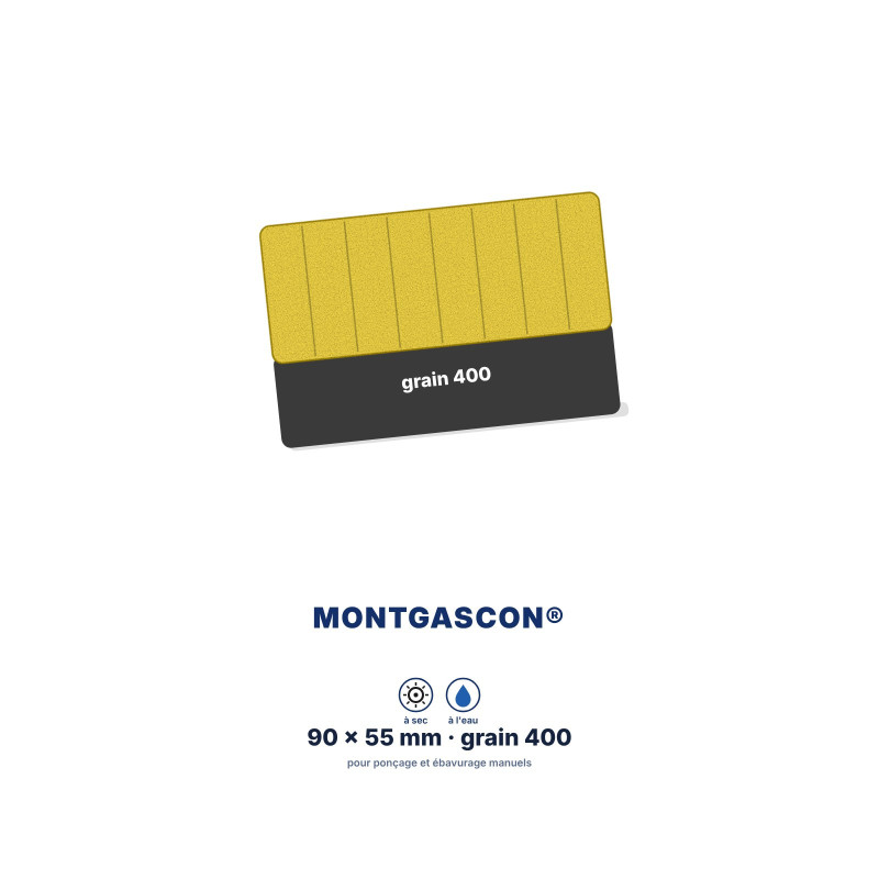 Pad diamant manuel Montgascon® 90 x 55 mm – grain 400 (jaune)