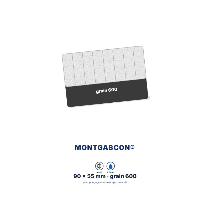 Pad diamant manuel Montgascon® 90 x 55 mm – grain 600 (blanc)