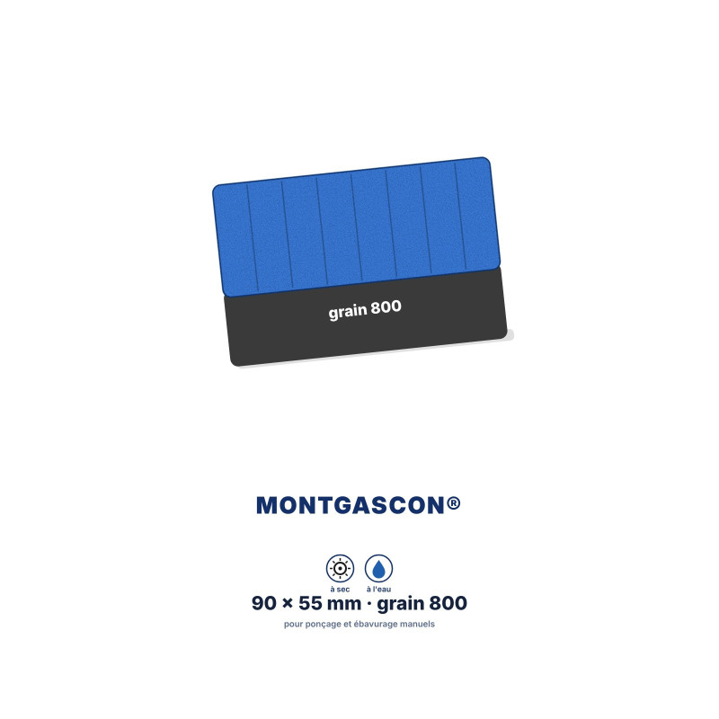 Pad diamant manuel Montgascon® 90 x 55 mm – grain 800 (bleu)