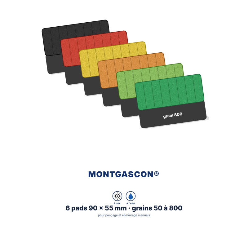 Kit de 6 pads diamant manuels Montgascon® grains 50 à 800