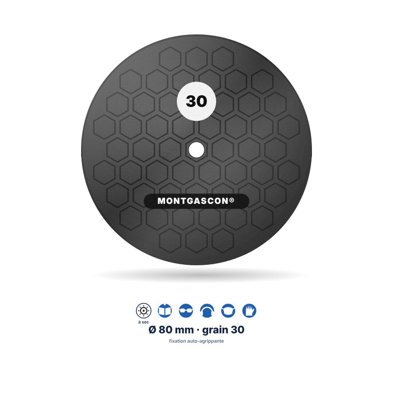Pad diamant de polissage de sol pour béton clair (à sec) Montgascon® Ø 80 mm – grain 30