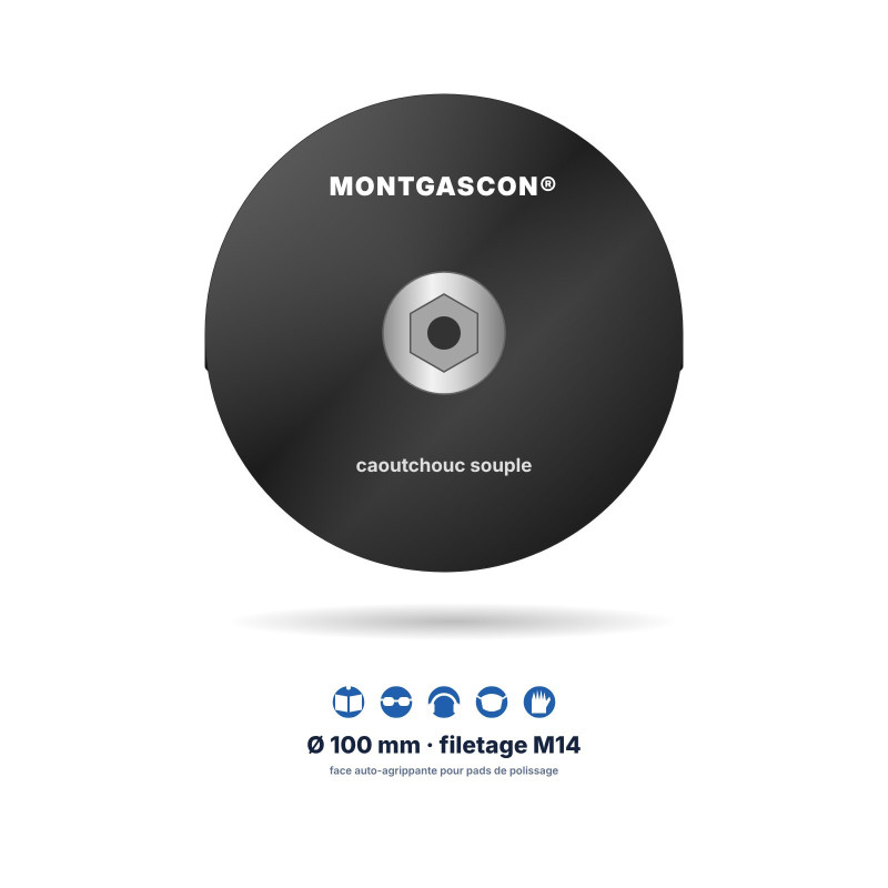 Plateau support M14 souple Montgascon® Ø 100 mm pour pads de polissage