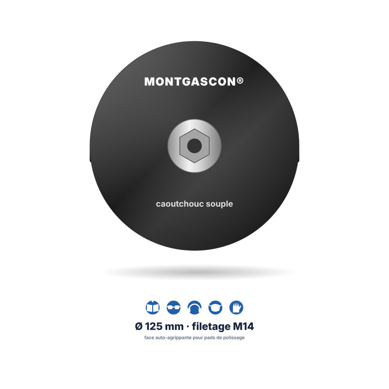 Plateau support M14 souple Montgascon® Ø 125 mm pour pads de polissage